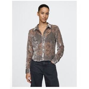 Gap Shirt Women XS Velvet Sheer Cropped Button Up Burnout Floral 90s Phoebe